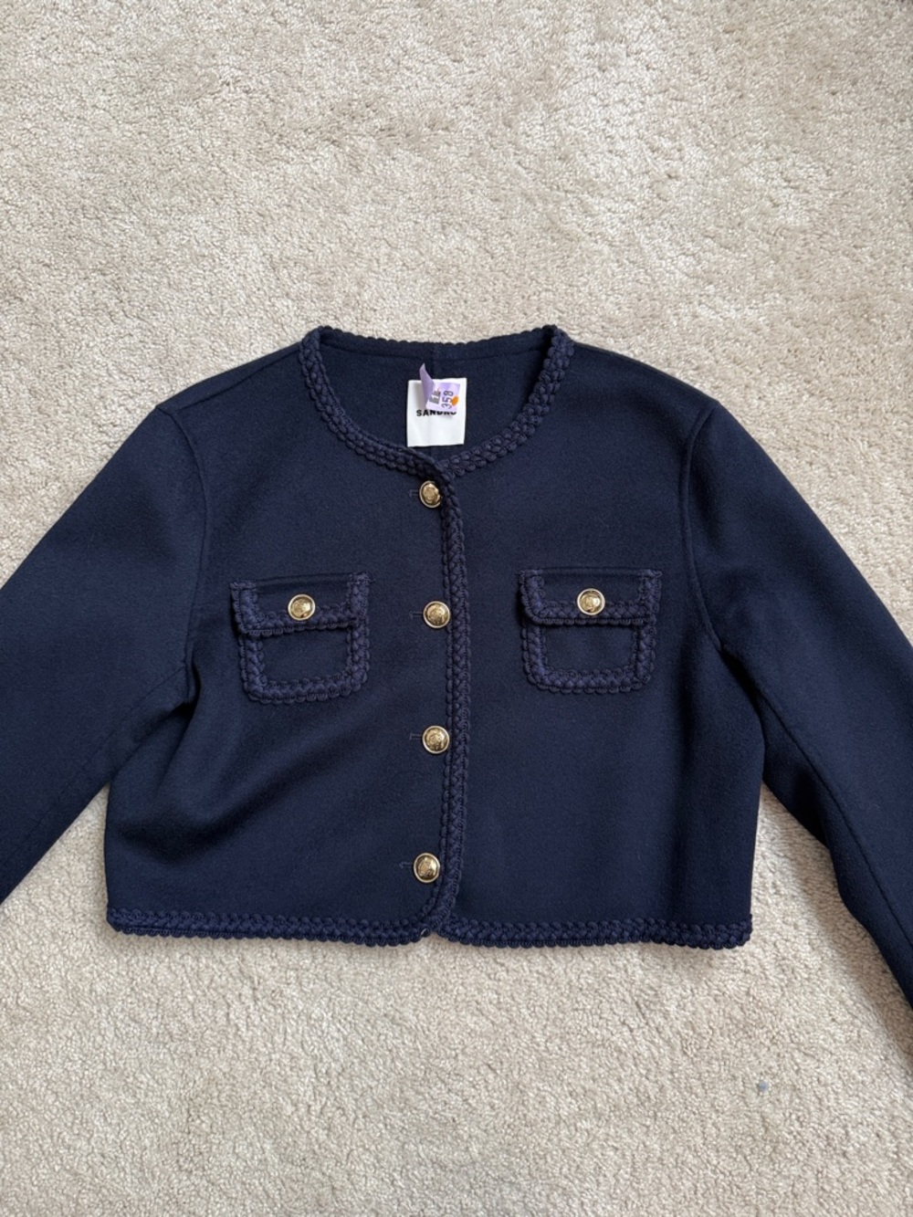 Sandro Lavande Navy Marine Blazer Jacket | FR 44 US 12 - Picture 4 of 15